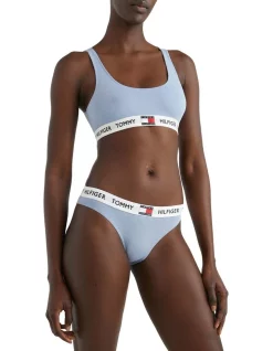 Best Sale ✔️ Tommy Hilfiger Organic Cotton Blend Waistband 👙 Bikini In Blue 🎉