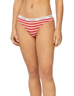 Best Pirce 😀 Calvin Klein Carousel Rainer Stripe 👙 Bikini In Pink Shell 🛒