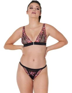 Cheap β Pleasure State Botanica Thong In Floral Print/Black π