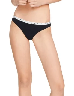 Hot Sale 🔔 Tommy Hilfiger Logo Cotton Thong Brief In Midnight Black 😉