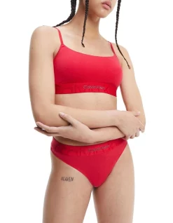 Budget π₯° Calvin Klein Embossed Icon Cotton Holiday Thong Brief In Red π