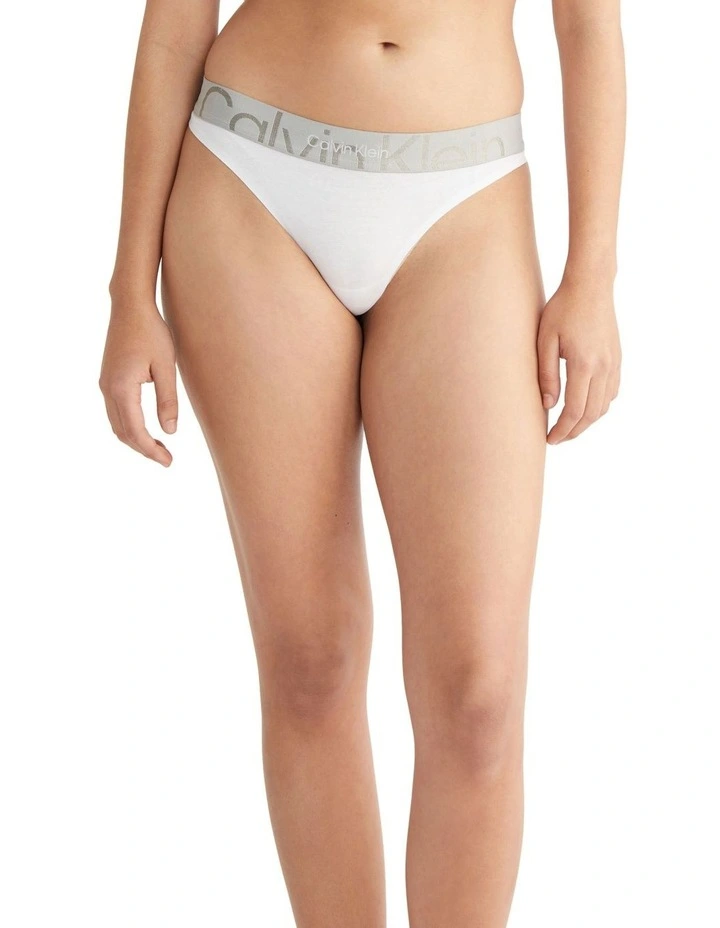 Buy β Calvin Klein Embossed Icon Cotton Thong Brief In White π