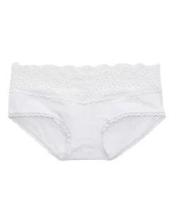Discount ⌛ Aerie Cotton Eyelash Lace Boybrief Underwear In White 🥰
