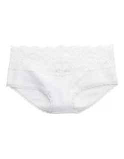 Buy β€οΈ Aerie Cotton Eyelash Lace Boybrief Underwear In White π₯°