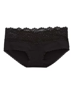 Outlet 🧨 Aerie Cotton Eyelash Lace Boybrief Underwear In Black ⭐