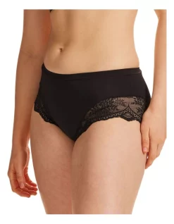 Best deal 🔥 Kayser Recycled Microfibre & Recycled Lace Midi Brief In Black 🔥