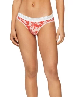 Best Pirce 🔔 Calvin Klein Ck One Solar Floral Print Cotton 👙 Bikini Brief In Pink Shell 🎉