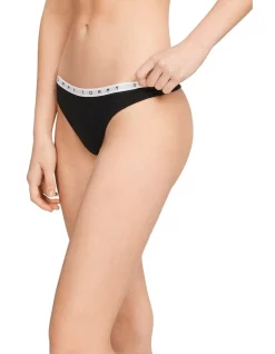 Cheap ⭐ Tommy Hilfiger Logo Cotton Thong Brief In Black 🔔
